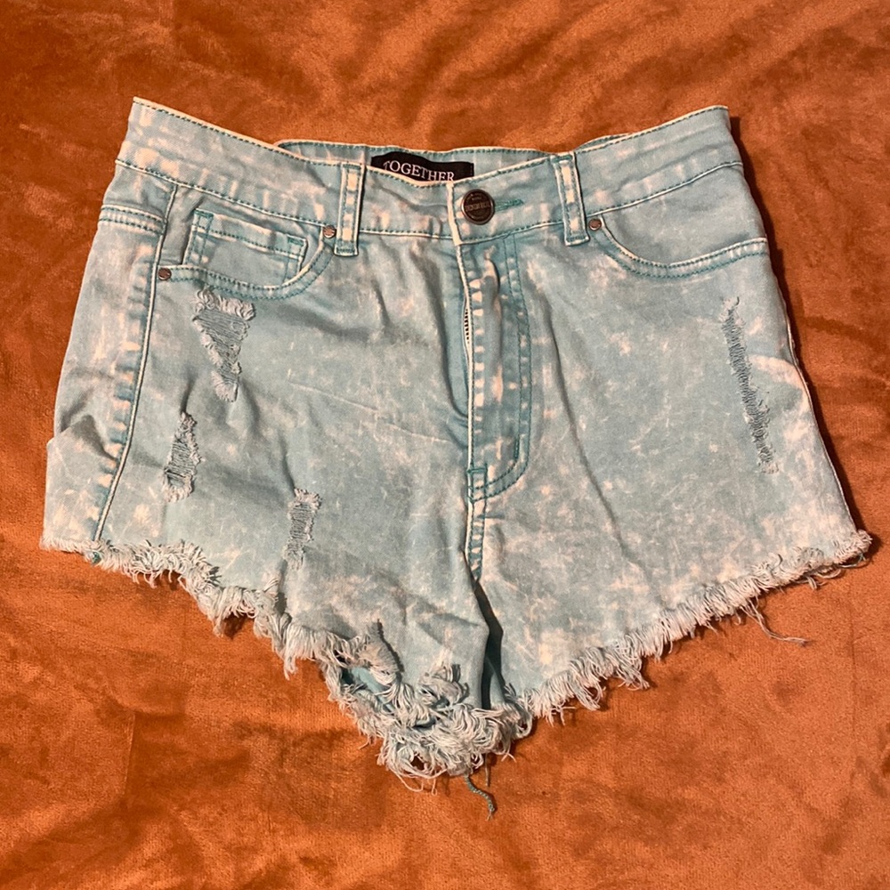 High waisted distressed short shorts